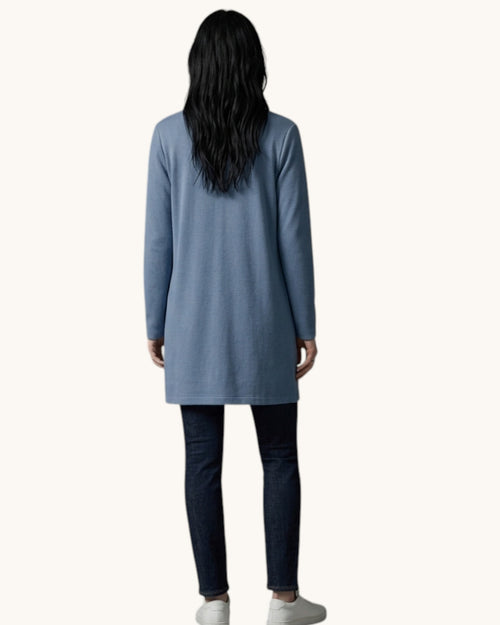 Cárdigan Largo para Mujer con Bolsillos Frontales y Frente Abierto