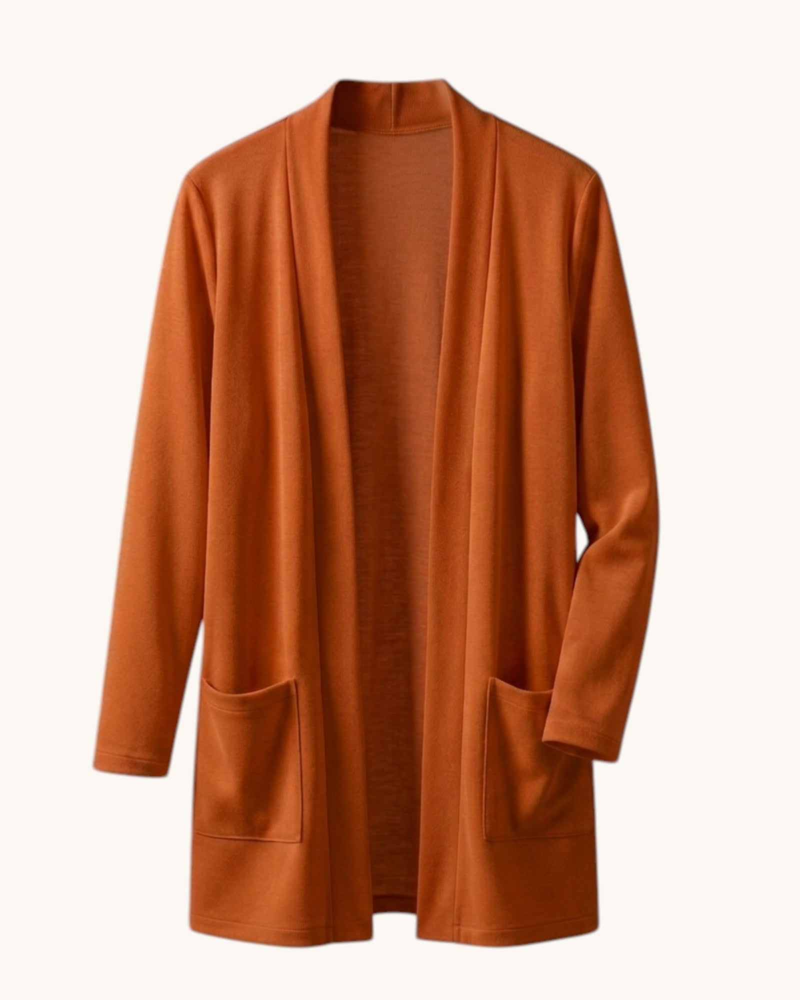 Cárdigan Largo para Mujer con Bolsillos Frontales y Frente Abierto