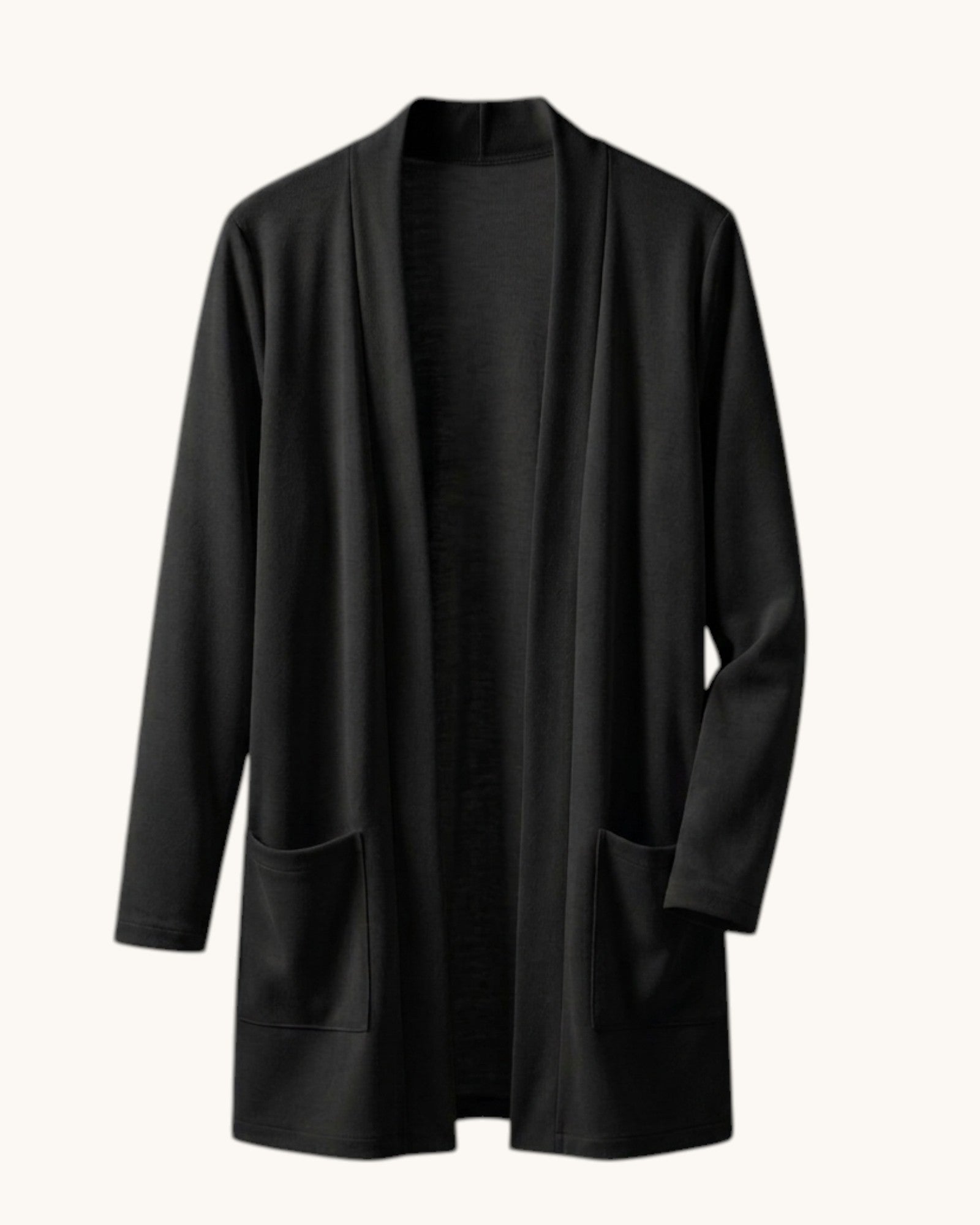 Cárdigan Largo para Mujer con Bolsillos Frontales y Frente Abierto