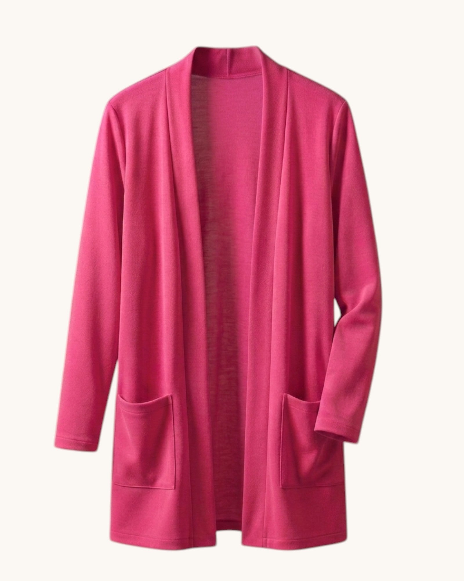 Cárdigan Largo para Mujer con Bolsillos Frontales y Frente Abierto