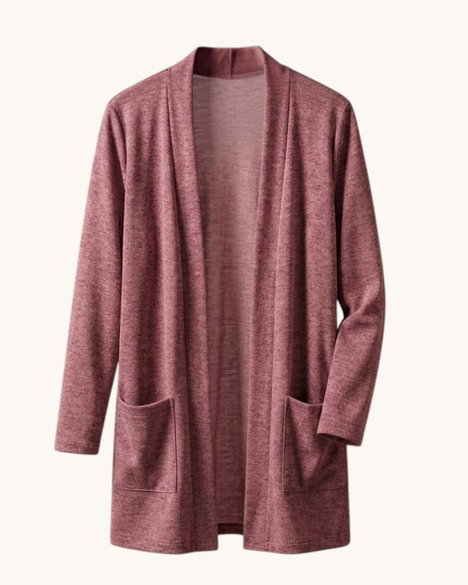 Cárdigan Largo para Mujer con Bolsillos Frontales y Frente Abierto