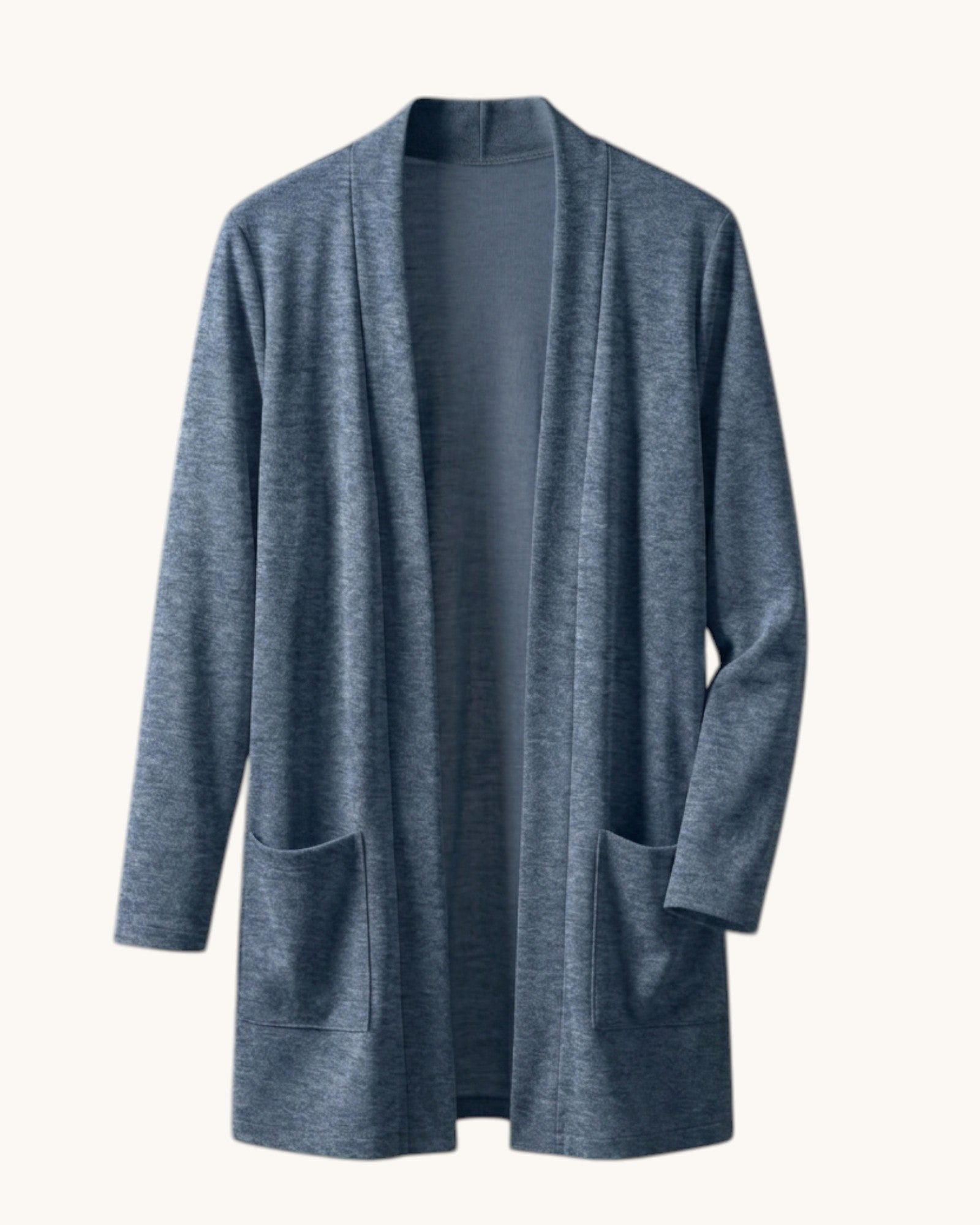 Cárdigan Largo para Mujer con Bolsillos Frontales y Frente Abierto