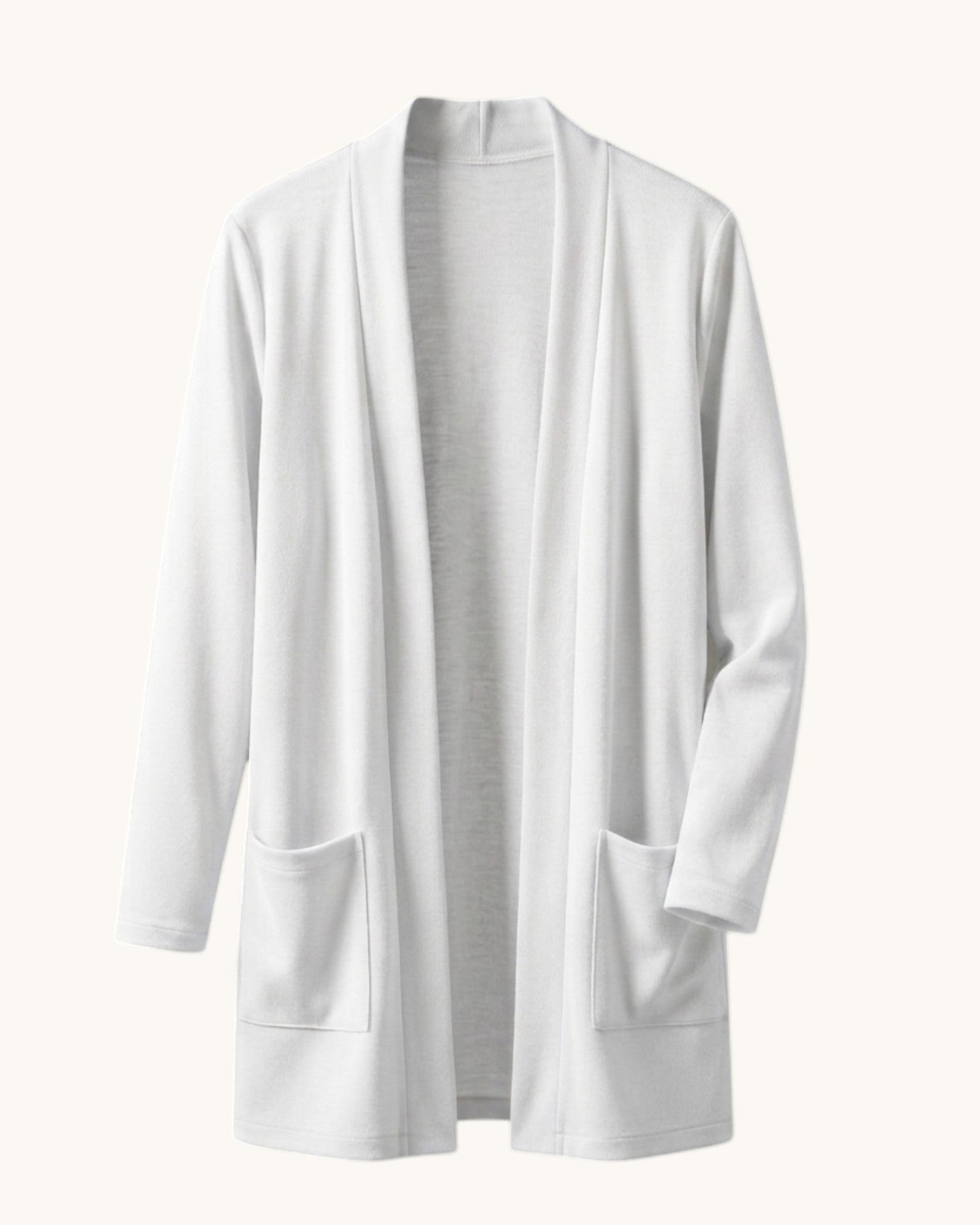 Cárdigan Largo para Mujer con Bolsillos Frontales y Frente Abierto