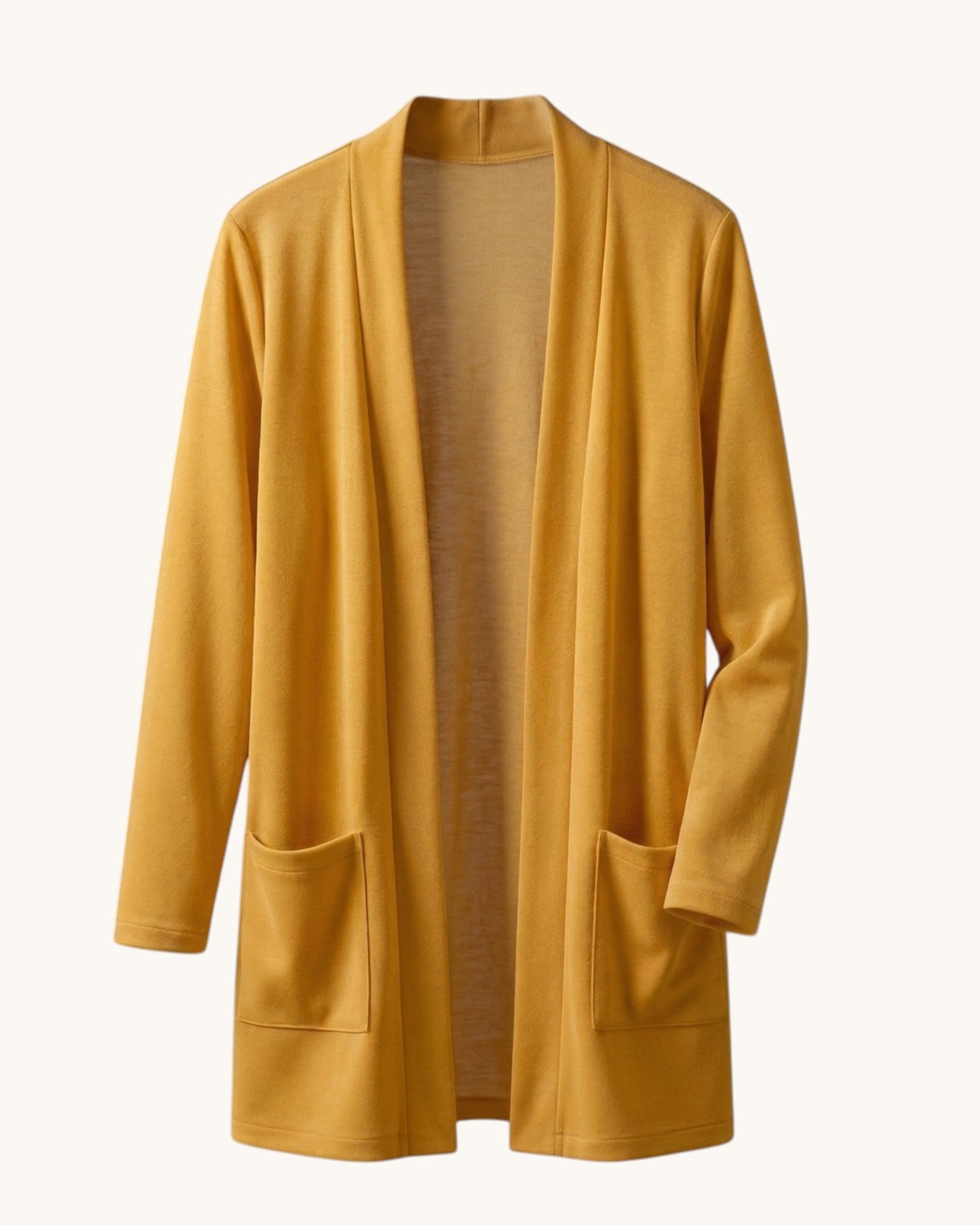 Cárdigan Largo para Mujer con Bolsillos Frontales y Frente Abierto